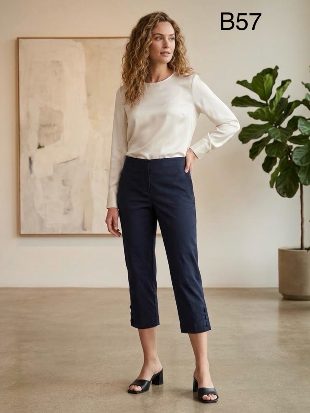 J. Jill Navy Cropped Straight-Leg Capris, Size Medium